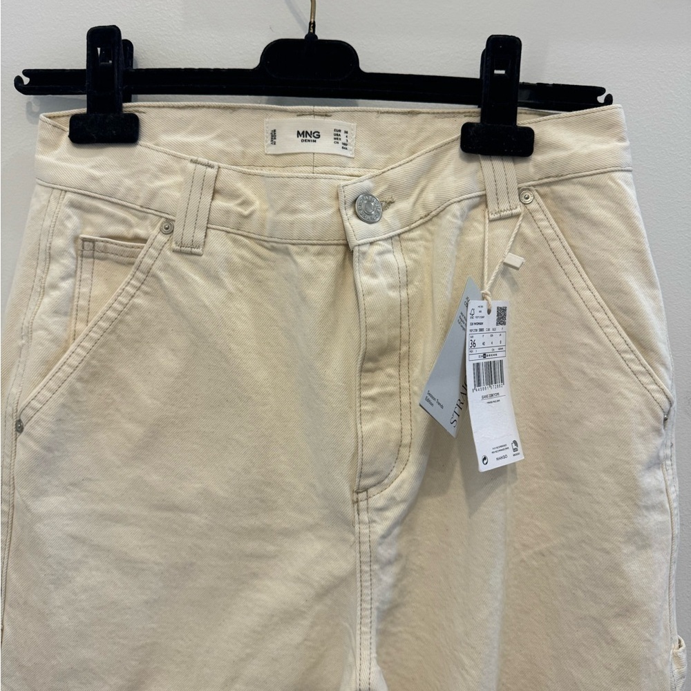 NWT Mango Cream Pocket Cargo Jeans - Picture 2 of 10